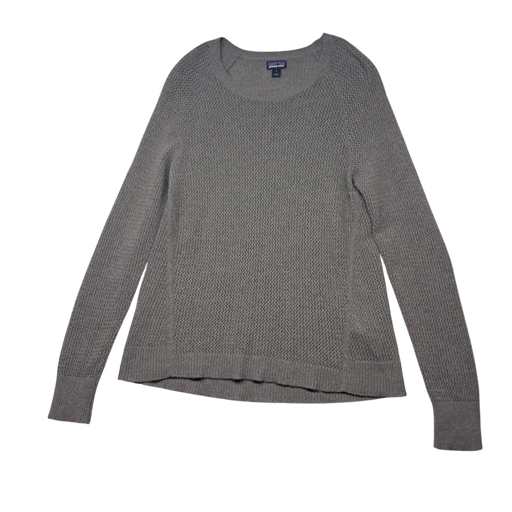 Patagonia Recycled Cashmere Sweater Womens Small Gray Wool Crewneck Open Knit